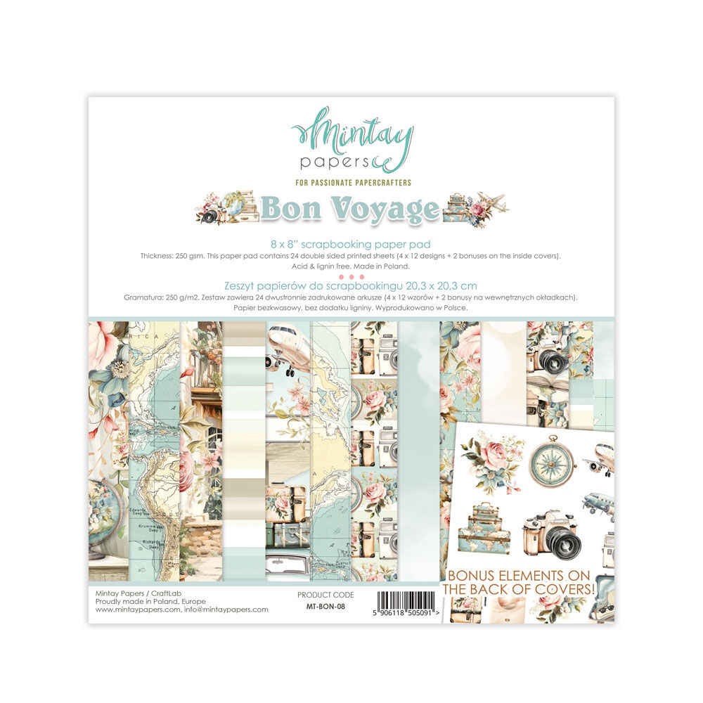 Mintay Papers - Bon Voyage 8x8 Scrapbooking Paper