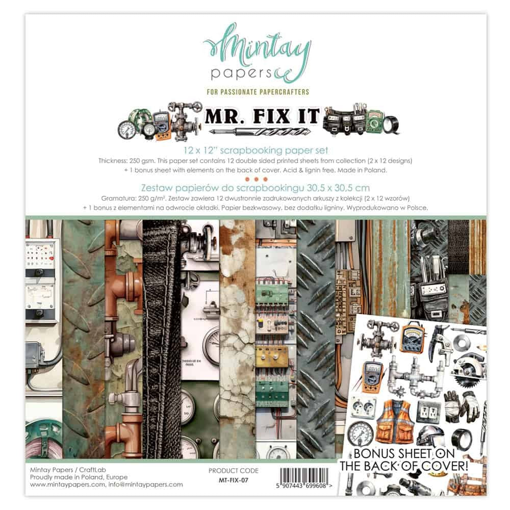 Mintay Papers - Mr Fix It 12 x 12 Scrapbooking Paper – 10Cats