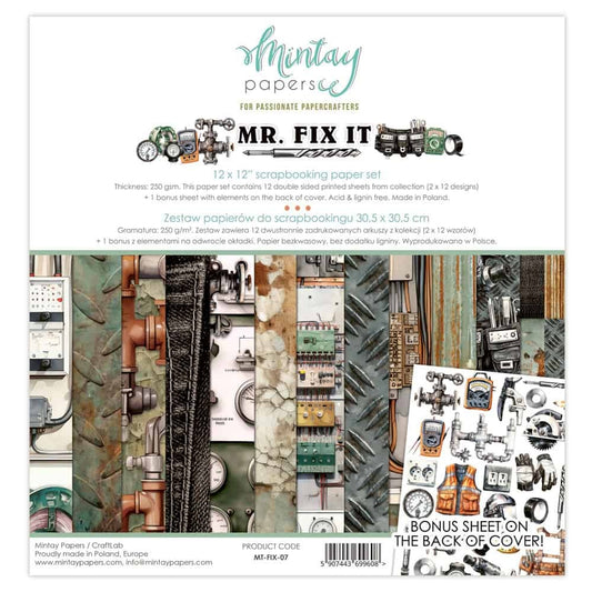 Mintay Papers - Mr Fix It 12 x 12 Scrapbooking Paper
