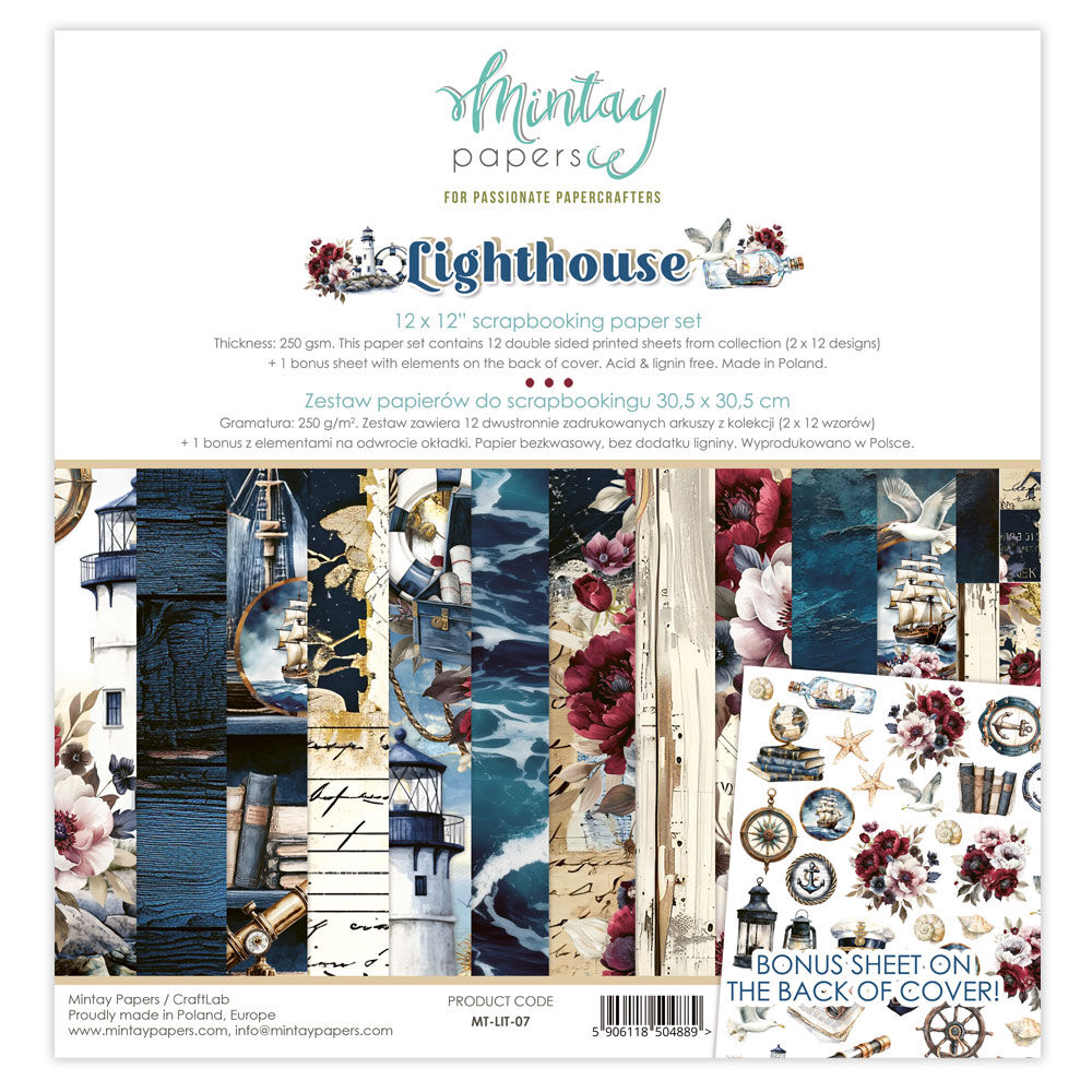 Mintay Papers - Lighthouse 12 x 12 Scrapbooking Paper set