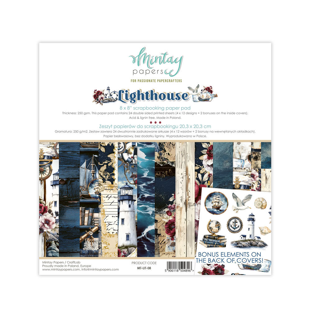 Mintay Papers - Lighthouse 8x8 Scrapbooking Paper