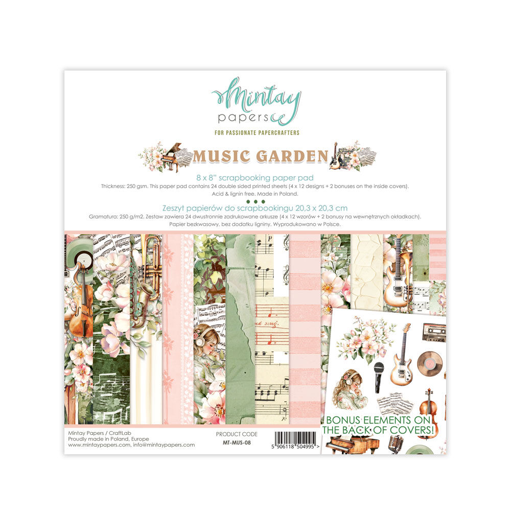 Mintay Papers - Music Garden 8x8 Scrapbooking Paper