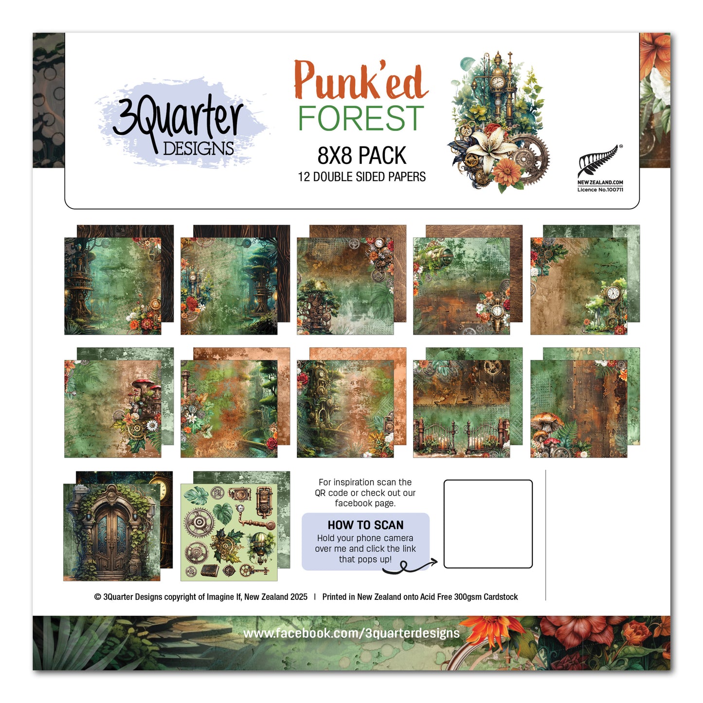 3 Quarter Designs - Punk'ed Forest Paper Pack 8"x 8"