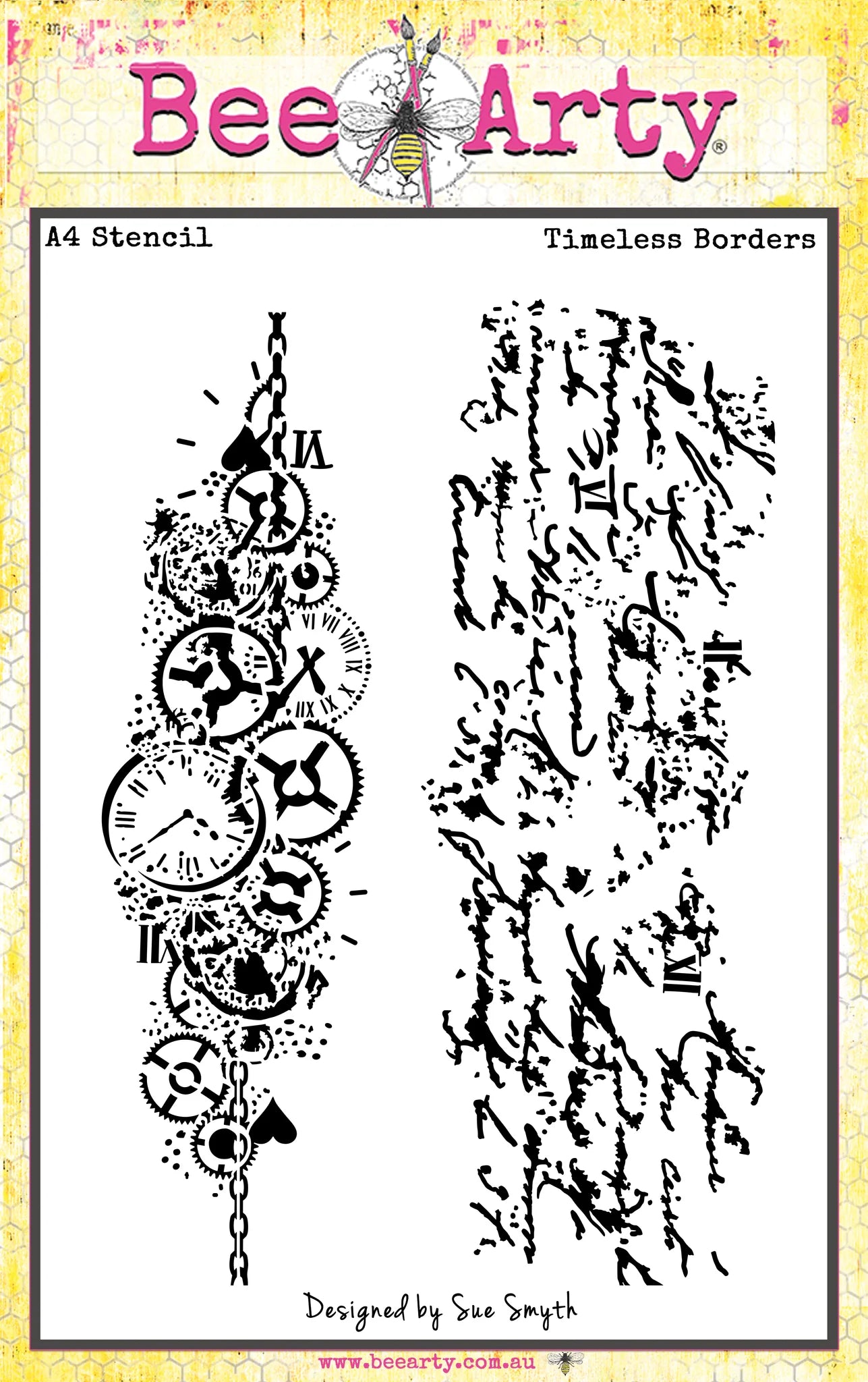 Bee Arty Stencil A4 - Timeless Borders