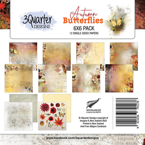 3 Quarter Designs - Autumn Butterflies 6"x6"