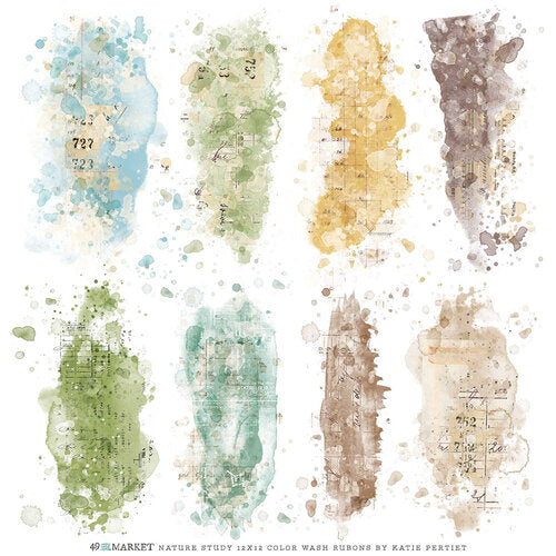49 And Market - 12x12 Vintage Artistry Natures Study Colour Wash Rub-on Transfer Sheet