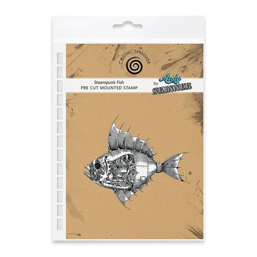 Cosmic Shimmer - Andy Skinner  Pre Cut Mounted Stamp - Steampunk Fish