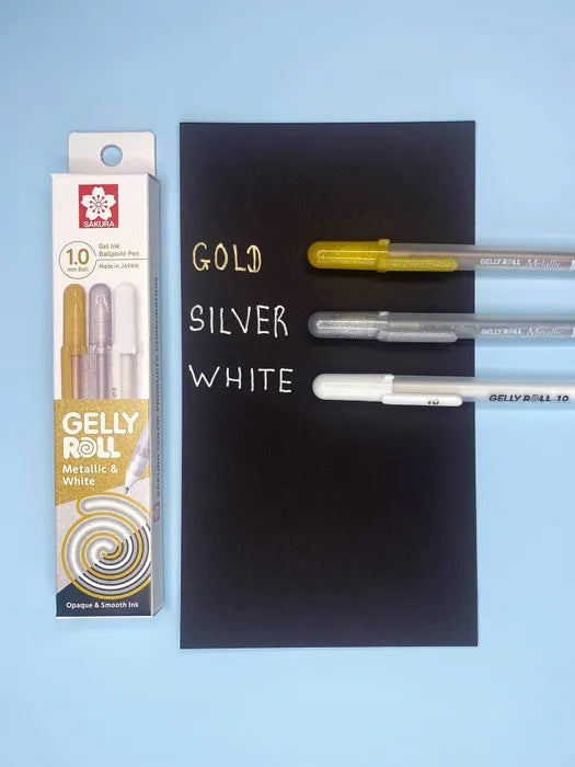 Sakura Gelly Roll - Metallic & White Set Of 3