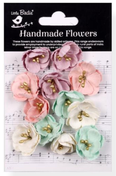 Little Birdie - Handmade Flowers - Embossed Daisies Fairy Garden