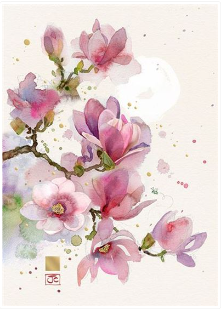 Bug Art Luxury Greeting Cards -Pink Magnolia