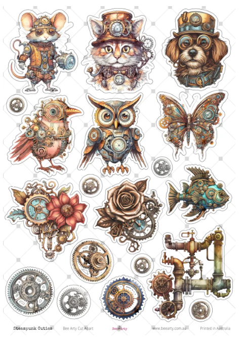Bee Arty - A4 Cut Out Sheets - Steampunk Cuties