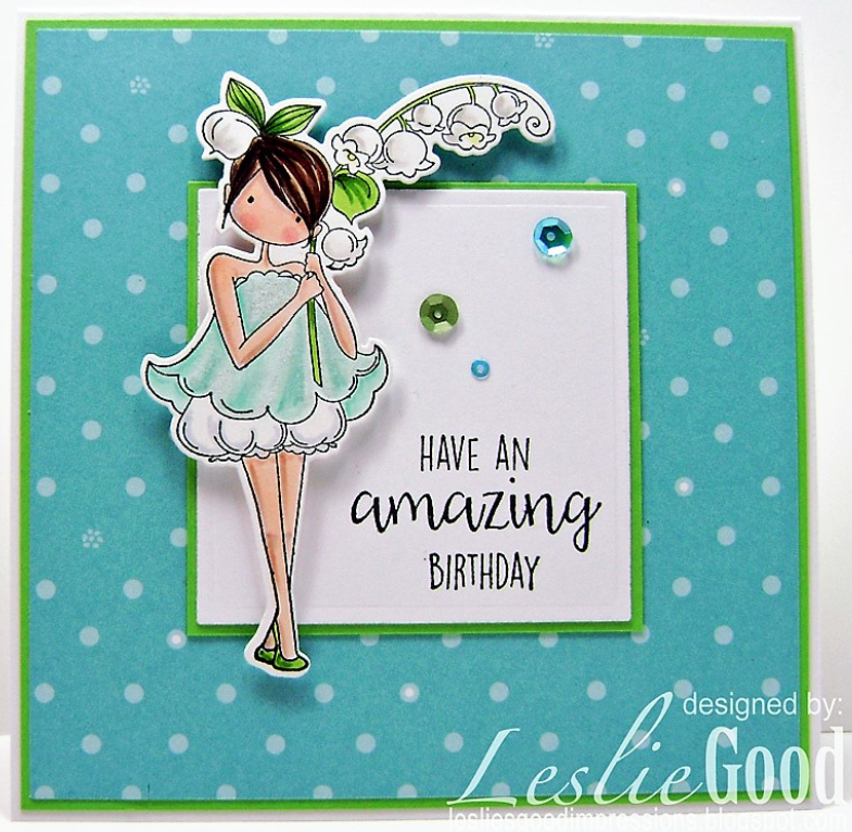 Stamping Bella - Cling Stamps - Tiny Townie Garden Girl Lily Of the Valley