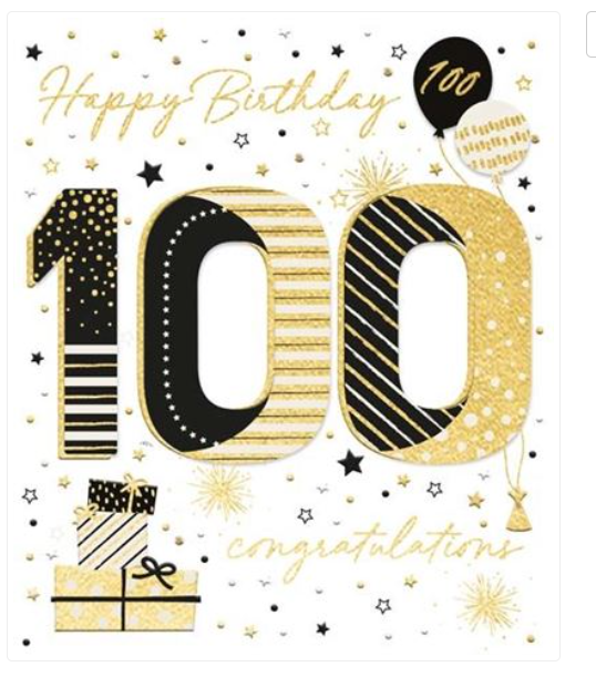 Greeting Cards -Ling Designs Happy 100th Birthday card