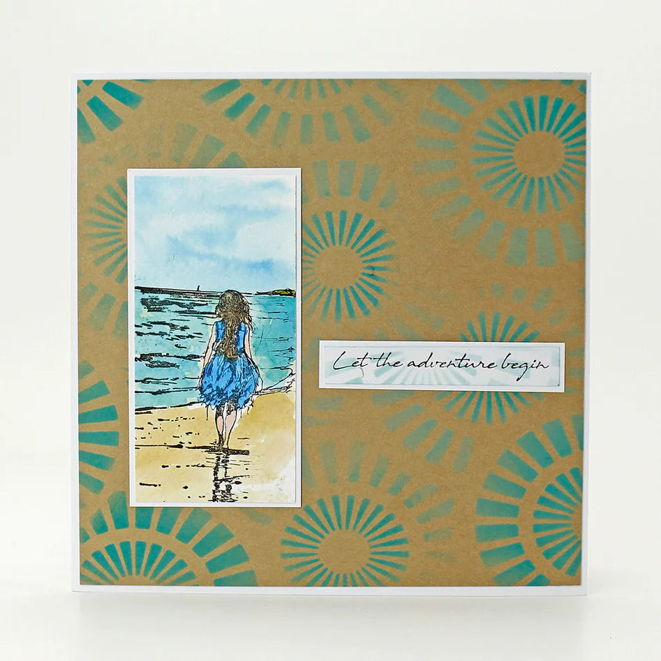 Cosmic Shimmer - By Andy Skinner 8X8'' Mixed Media Stencil - Spiral Burst