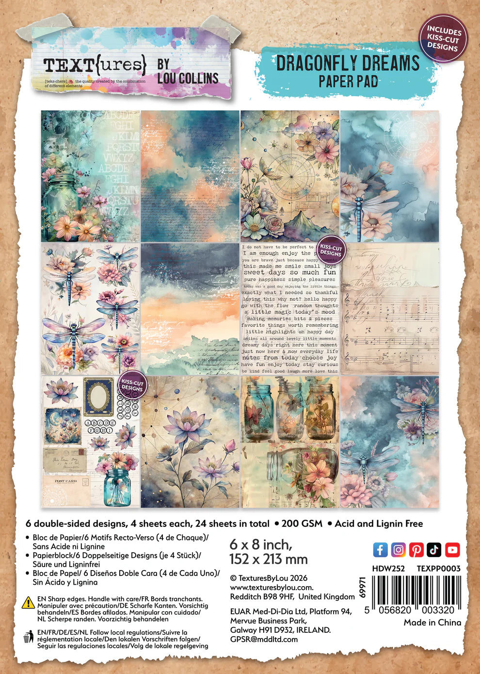 Arden Creative - TEXT(ures) Dragonfly Dreams Paper Pad 6 x8