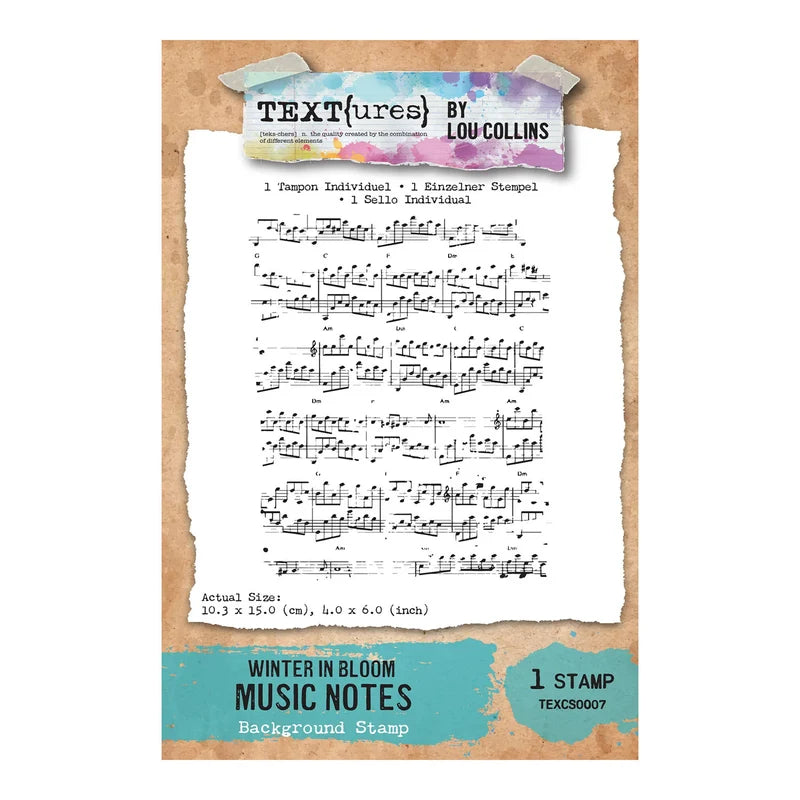 TEXT(ures) Winter In Bloom Music Notes Stamp