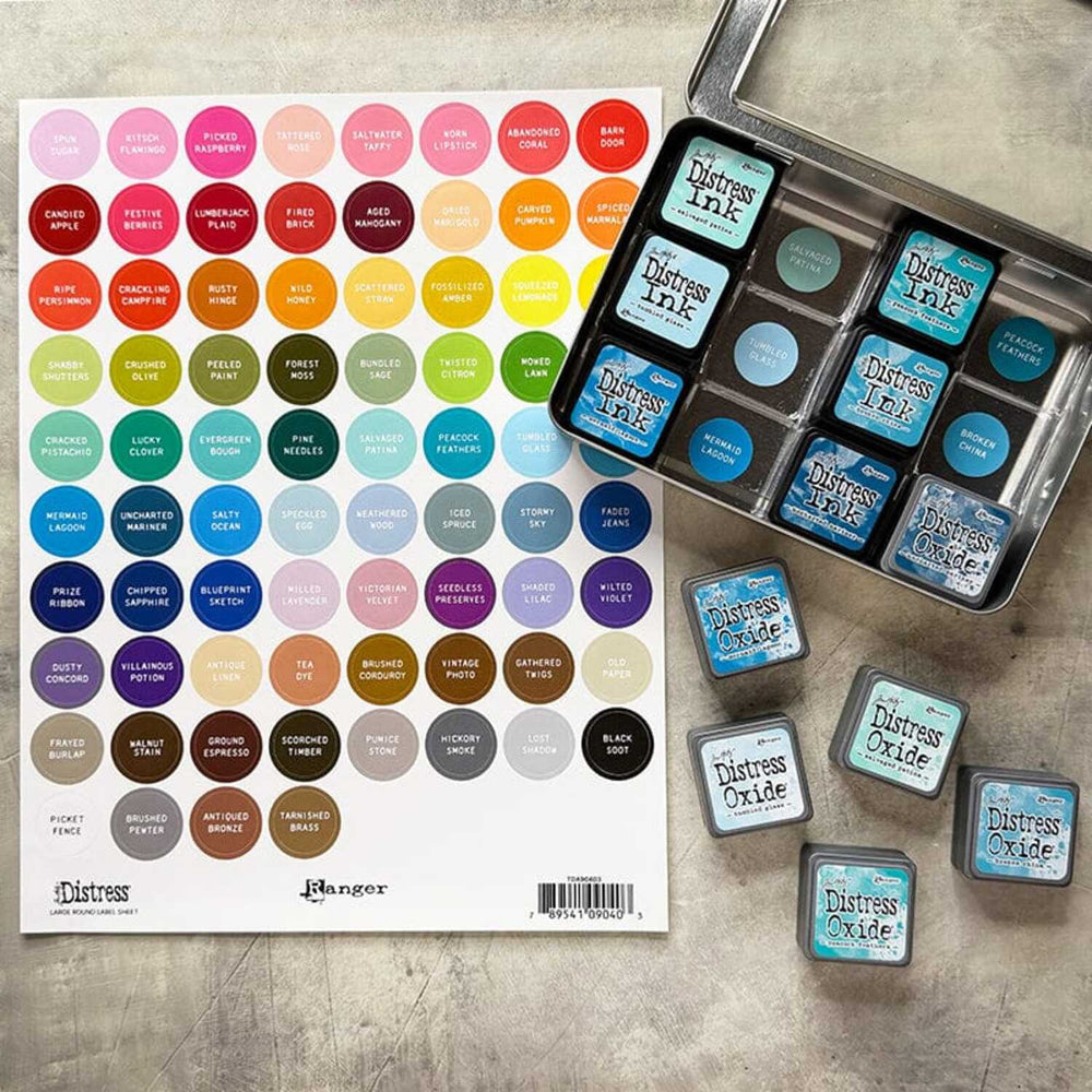 Distress Lg Round Label Sheets - White