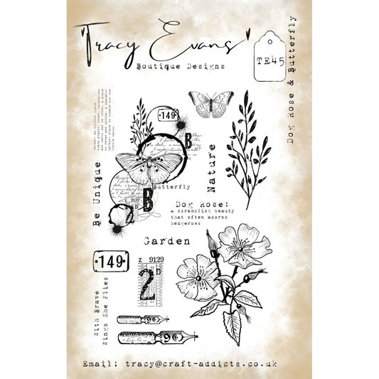 Tracy Evens Boutique Designs - Dog Rose & Butterfly TE45