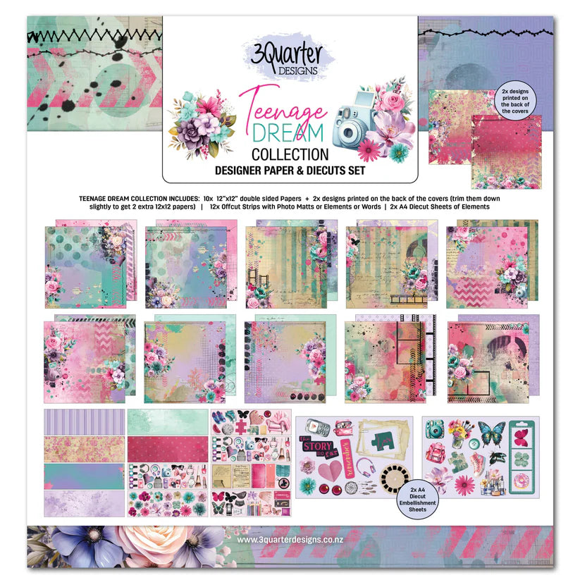 3 Quarter Designs - Teenage Dream Collection Designer Paper & Diecuts Set