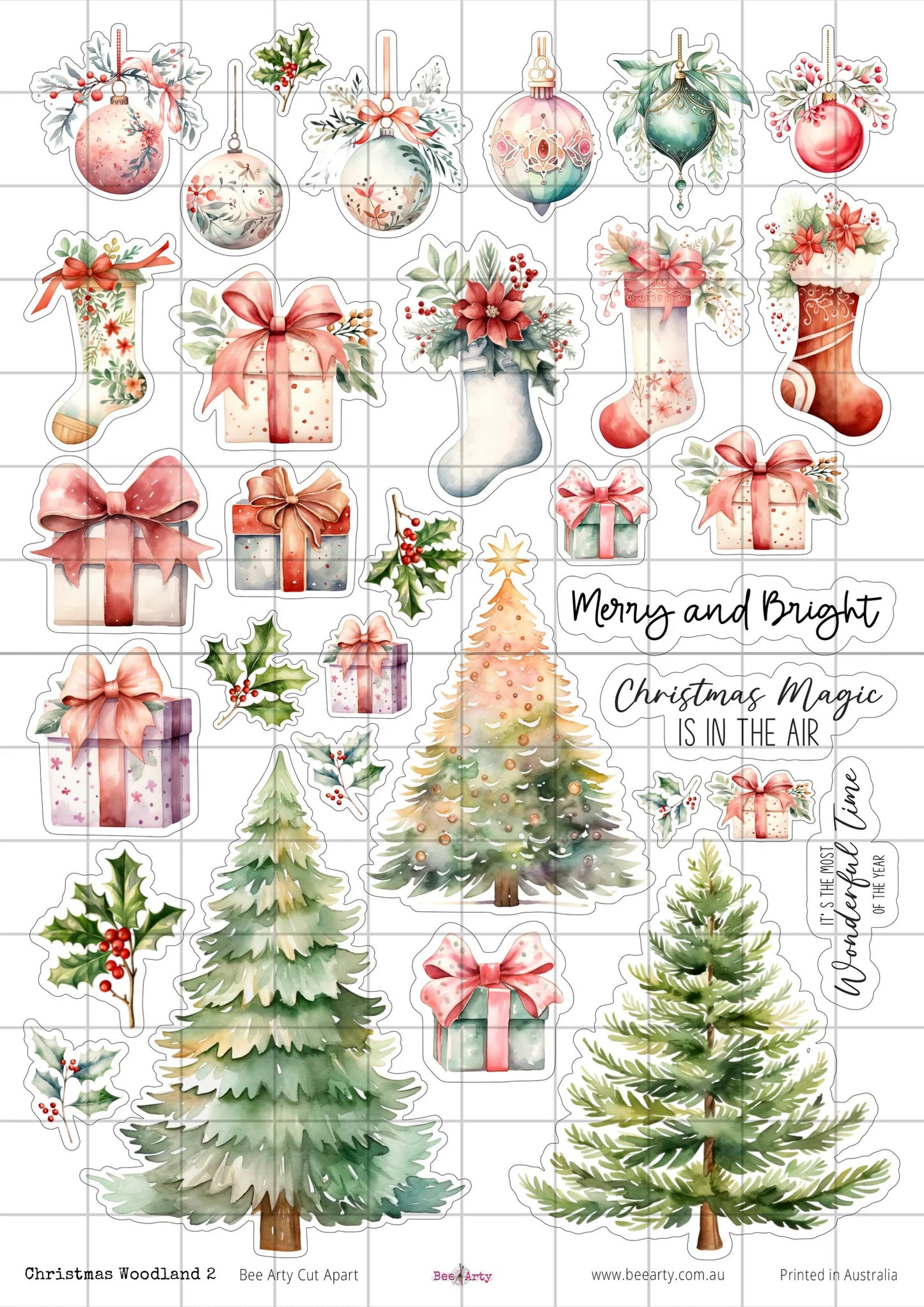 Bee Arty - A4 Cut Out Sheets -Christmas Woodlands 2