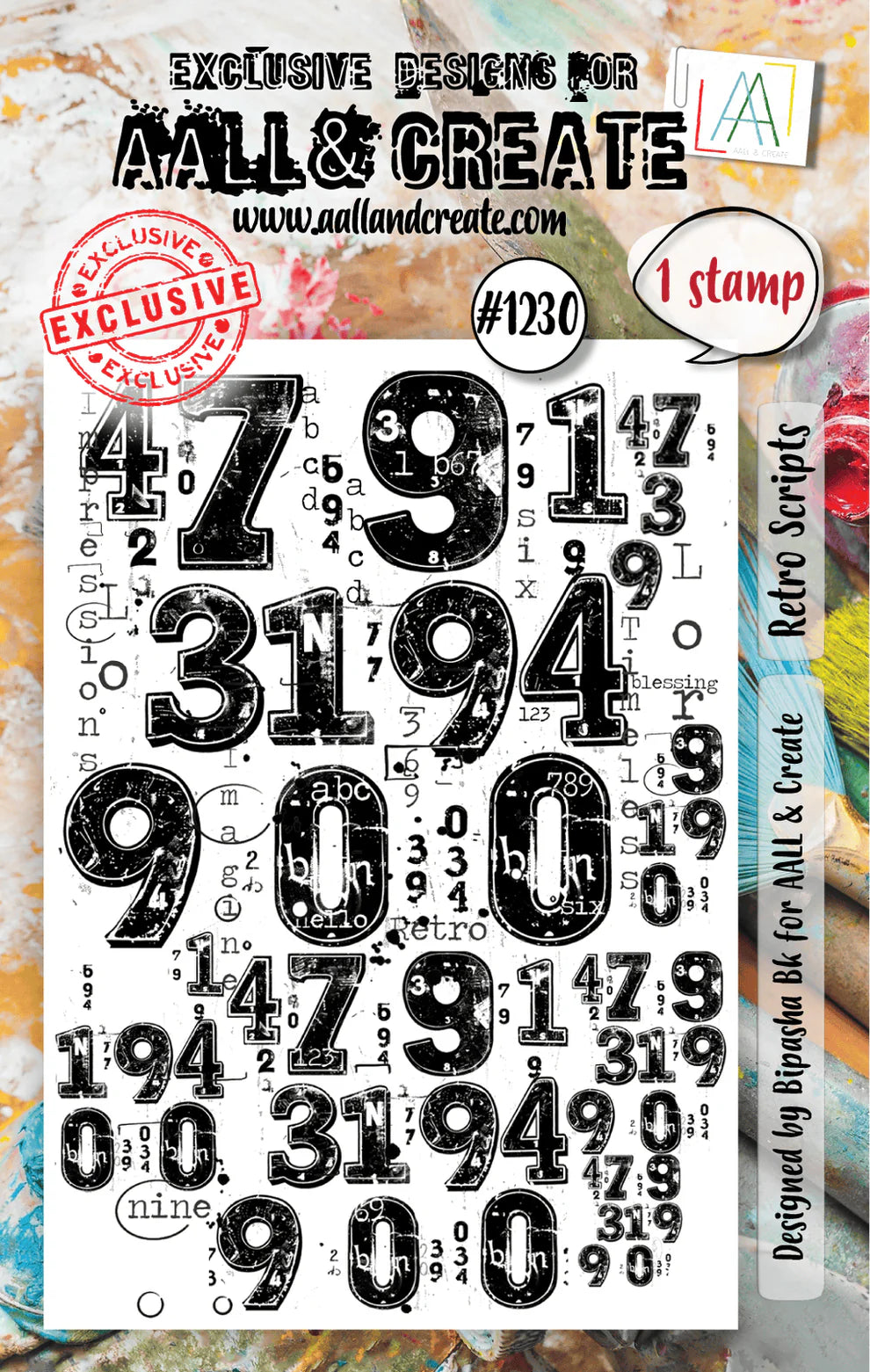 AALL & CREATE - A7 Stamps - Retro Scripts #1230