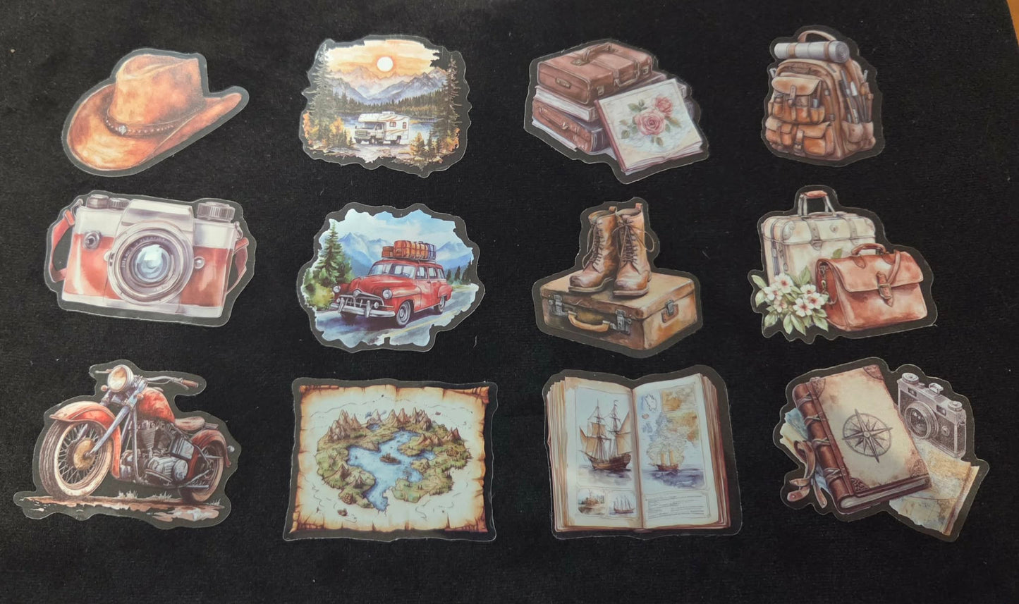 Vintage Travel - Clear Stickers - Camera