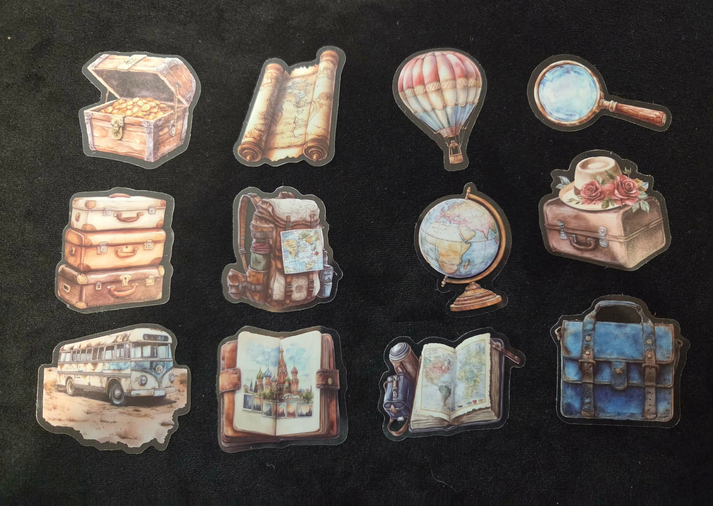 Vintage Travel - Clear Stickers - Globe