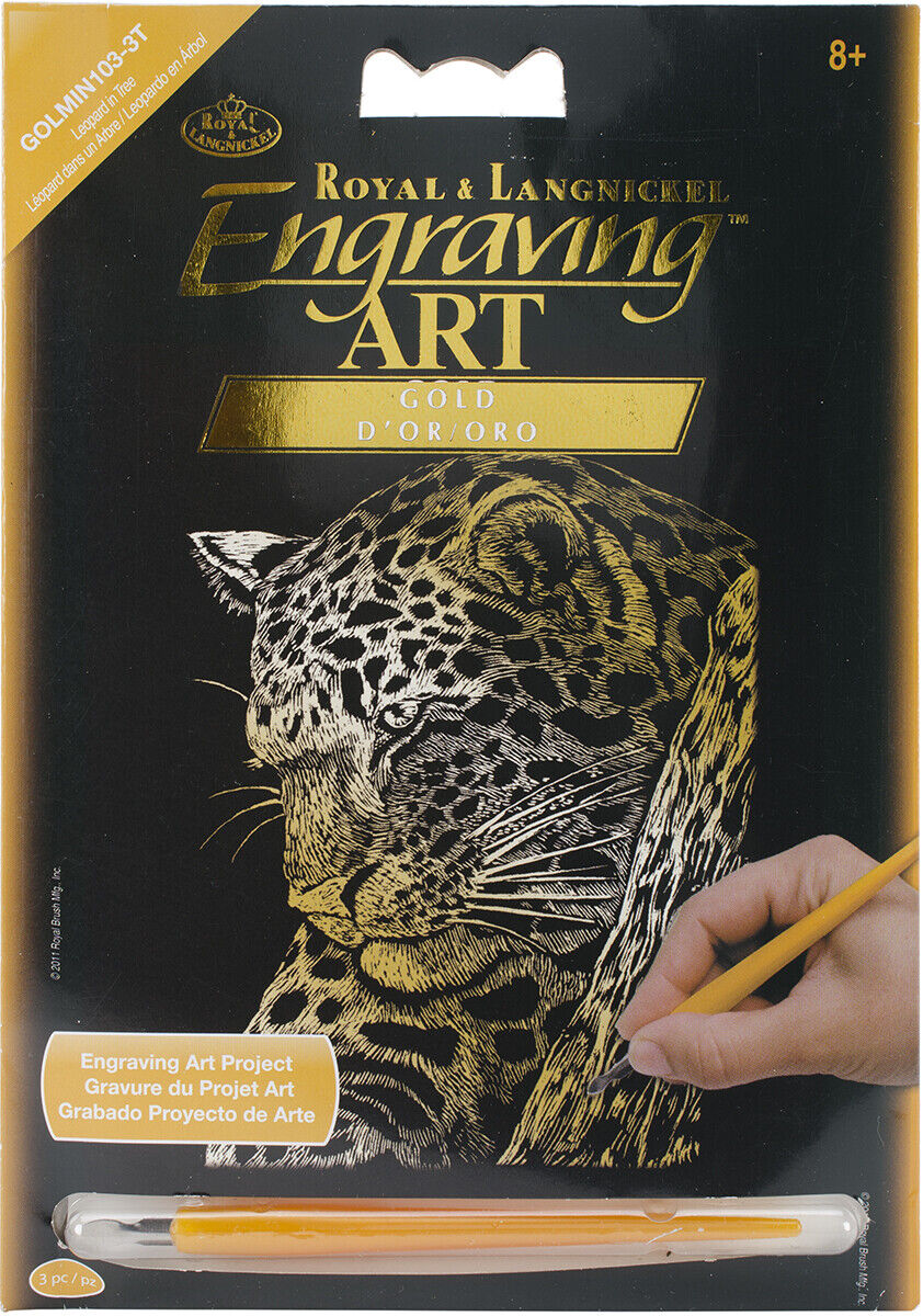 Engraving Art - Gold Foil - Leopard
