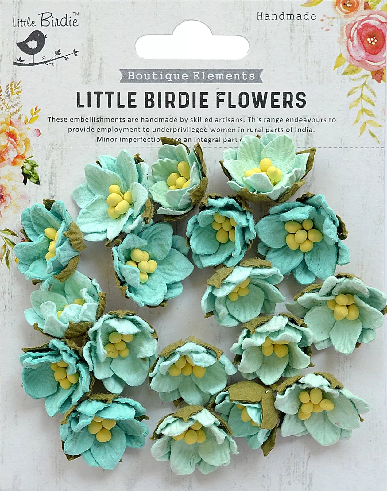 Little Birdie -Paper Flowers - Buttercup Arctic Ice