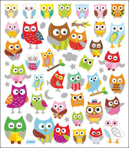 StickerKing - Multi Coloured Eyed Owls
