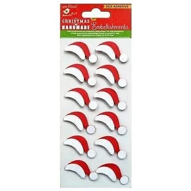 Little Birdie - Handmade 3-D Embellishments - Santa Claus Christmas Hats