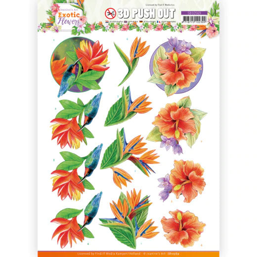 3D Push Out - Jeanine's Design - Exotic Flowers - Blue Flowers Arts & Crafts Couture Creations