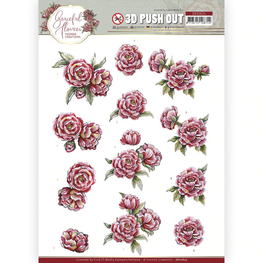 3D Push Out - Yvonne Creations - Graceful Flowers - Pink Roses Arts & Crafts Couture Creations