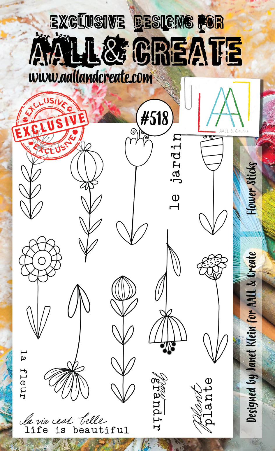 AALL & CREATE - A7 Stamps -Flower Sticks #518