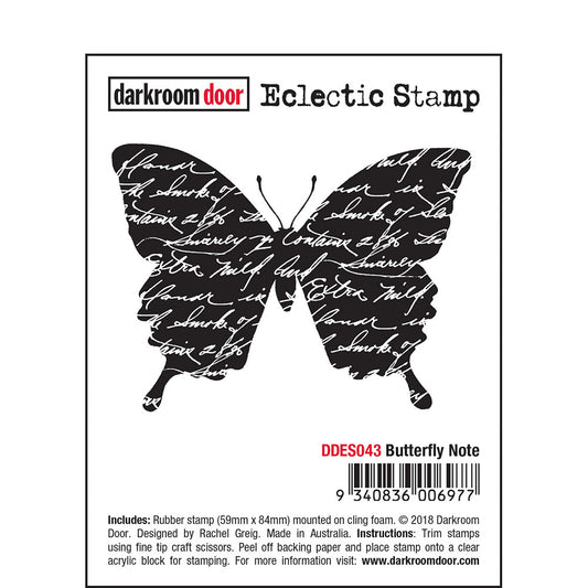 Rubber Stamp - Darkroom Door - Eclectic Stamp -Butterfly Note