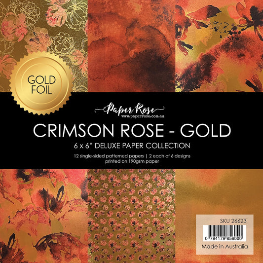 Paper Rose - Crimson Rose - Gold  6x6 Duluxe Paper Collection