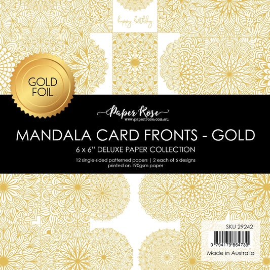 Paper Rose - Mandala Card Fronts - Gold Foil  6'x6' Paper Collection