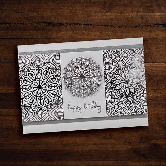 Paper Rose - Mandala Card Fronts - Silver Foil 6'x6' Paper Collection