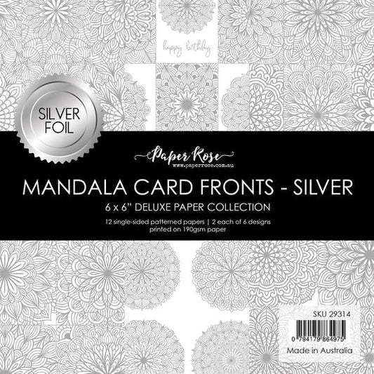 Paper Rose - Mandala Card Fronts - Silver Foil  6'x6' Paper Collection