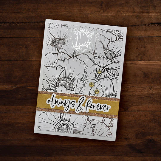 Paper Rose - Floral card Fronts - 12'' x 12'' Silver Deluxe Collection