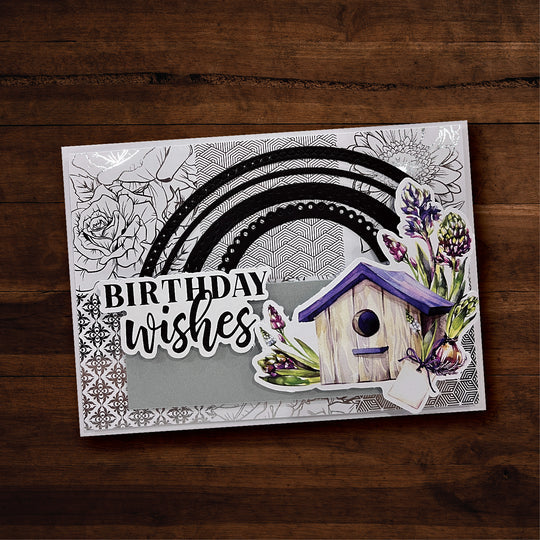 Paper Rose - Floral Card Fronts - Silver Foil  6'x6' Paper Collection