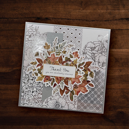 Paper Rose - Floral Card Fronts - Silver Foil 6'x6' Paper Collection