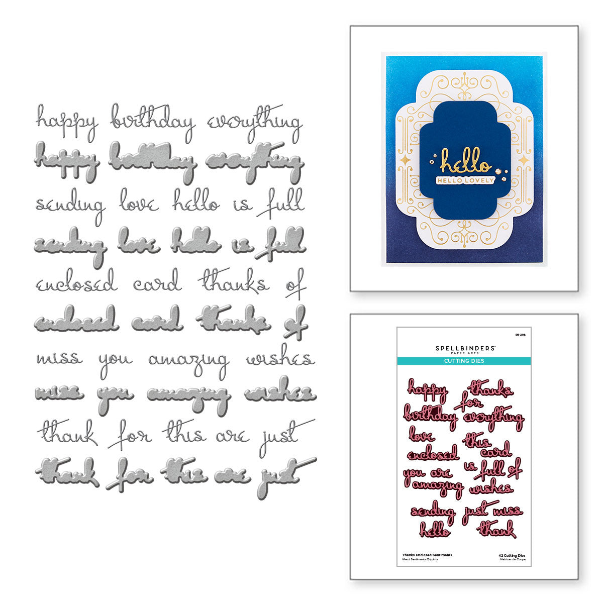 Spellbinders- Paper Arts - Cutting Dies - Thanks Enclosed Sentiments