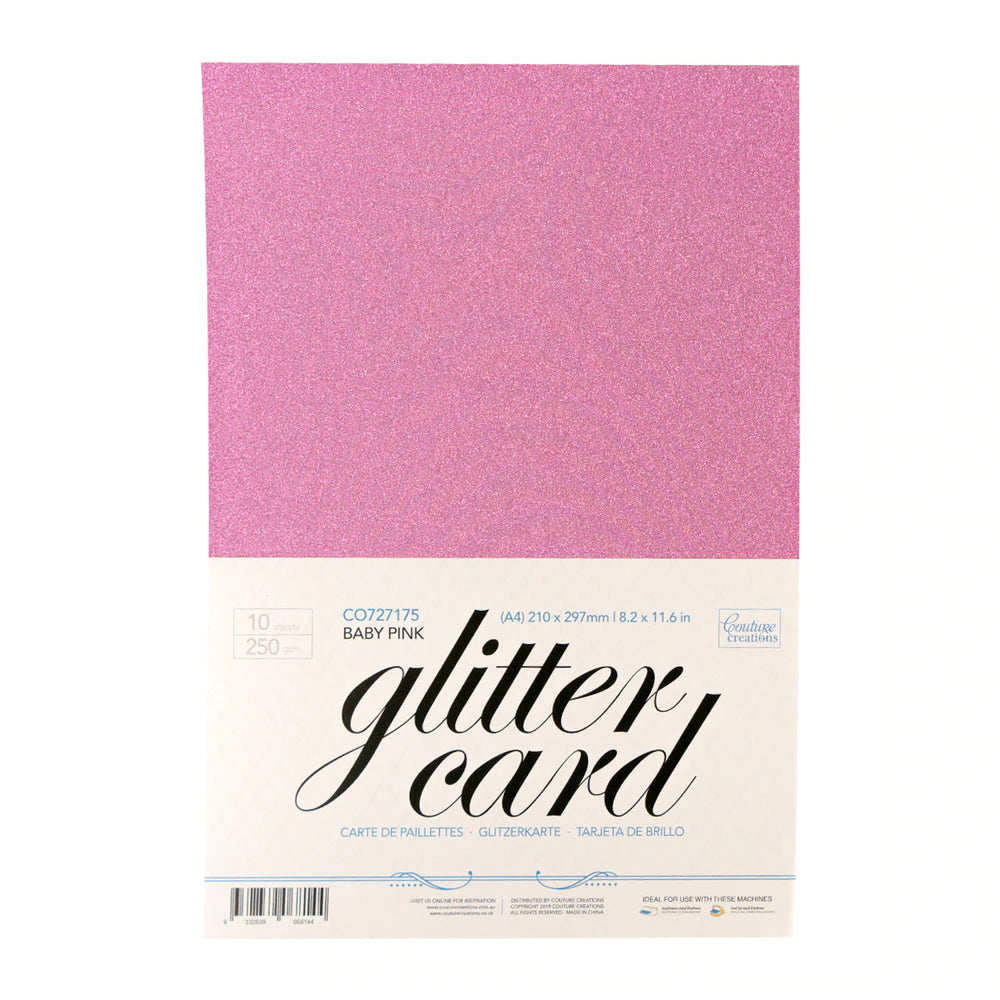 A4 Glitter Card 250gsm - Baby Pink Arts & Crafts Couture Creations