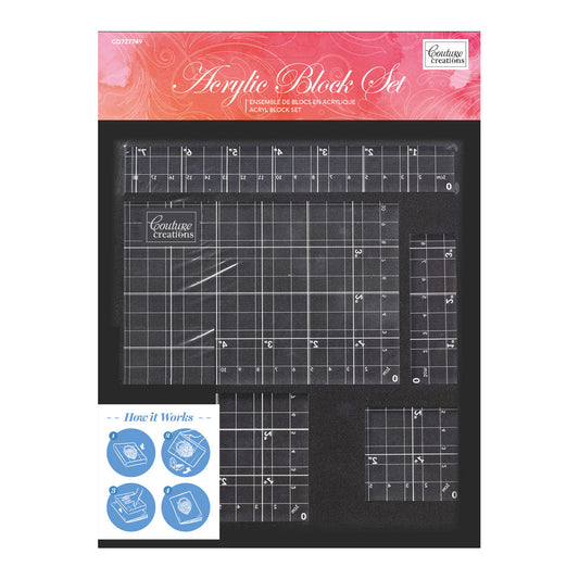 Acrylic Block Set with Gridlines ( 5 Sizes ) Arts & Crafts Couture Creations