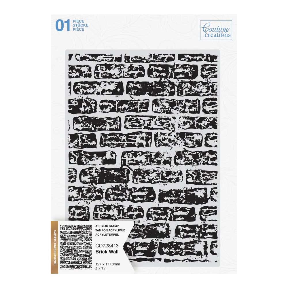 Acrylic Stamp Couture Creations Background Stamp - Brick Wall Arts & Crafts Couture Creations