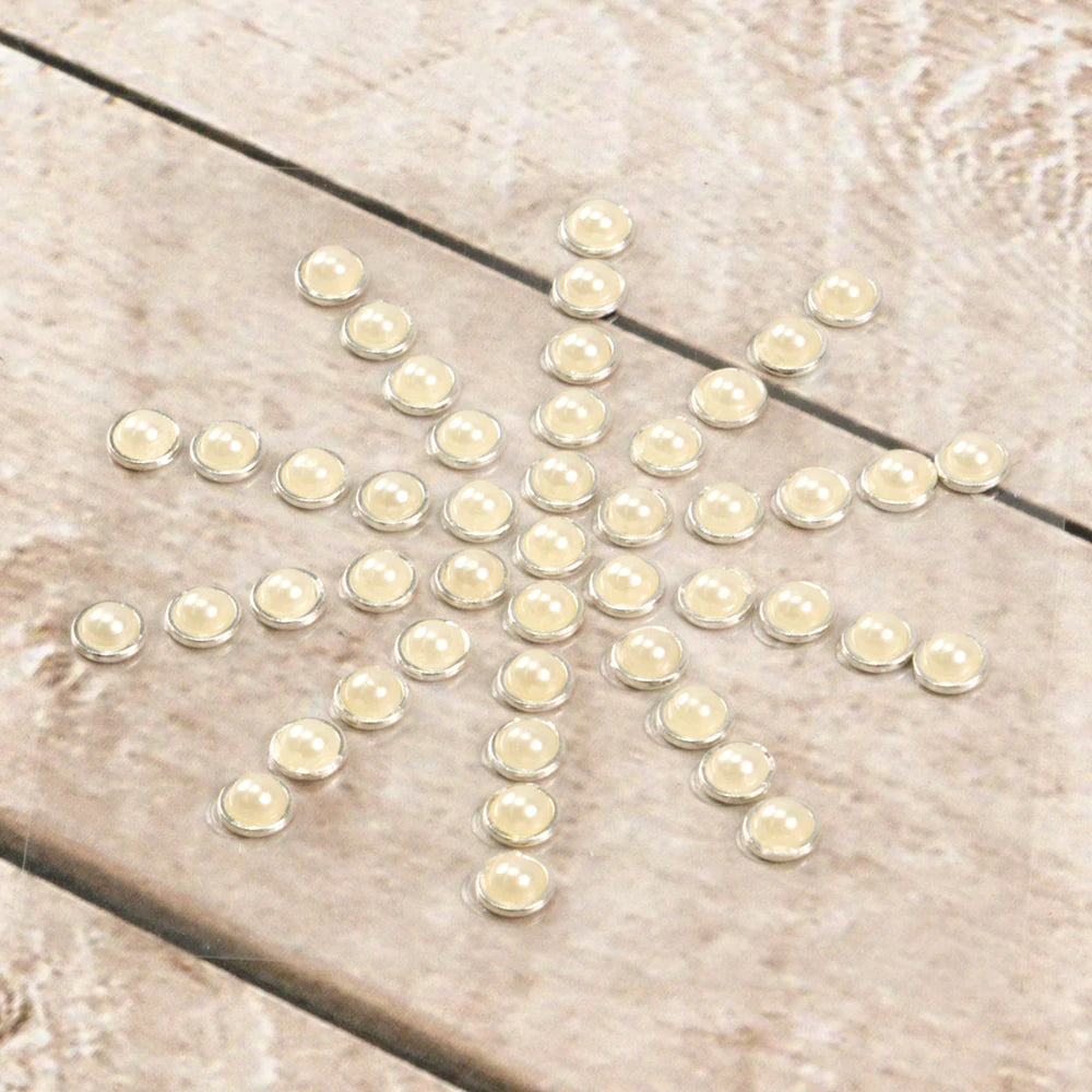 Adhesive Silver + Pearl Set (50pc) (7mm x 15mm) Arts & Crafts Couture Creations