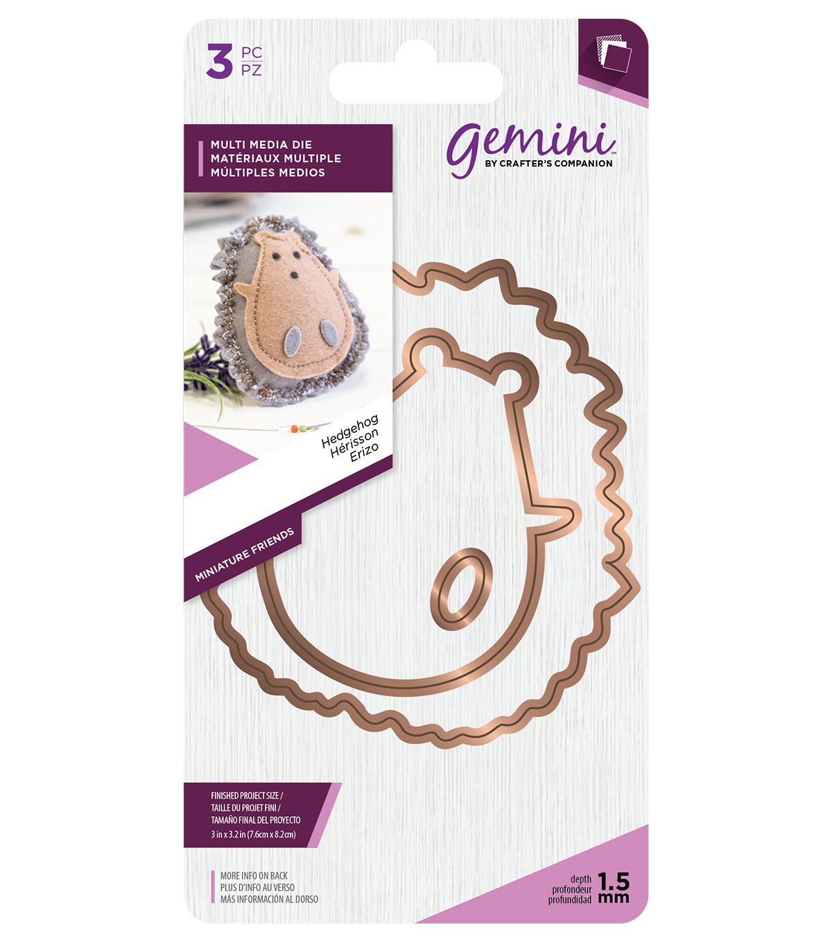 Crafters Companion Gemini Die - Miniature Friends - Hedgehog Arts & Crafts Crafters Companion