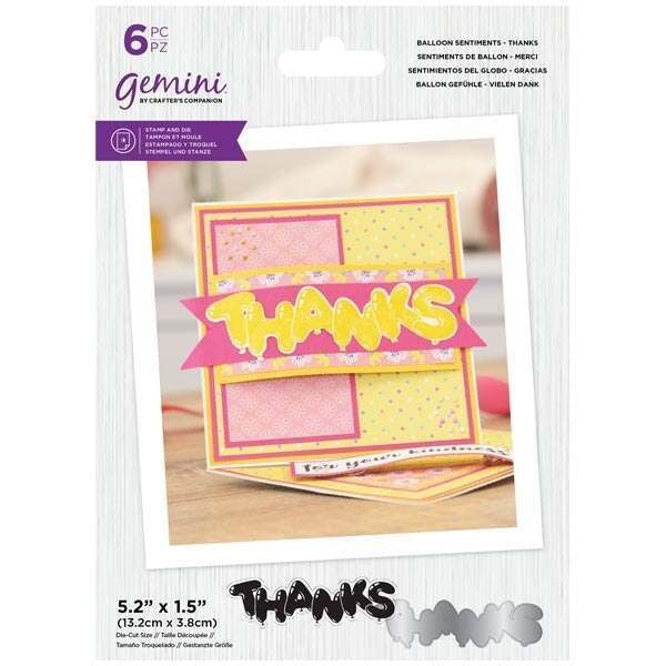 Crafters Companion Gemini Stamp & Die - Balloon Sentiments - Thanks Arts & Crafts Crafters Companion