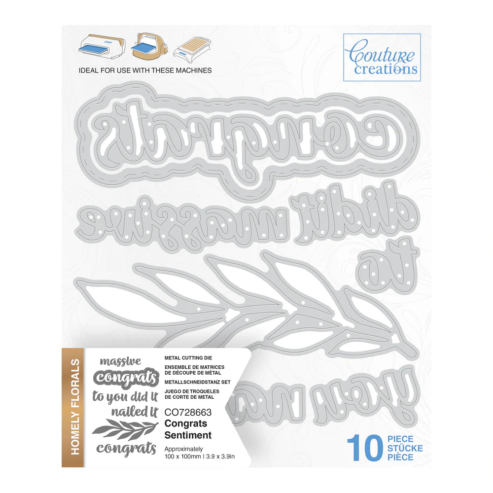 Dies - Homely Florals Cutting Die - Congrats Sentiment set Arts & Crafts Couture Creations